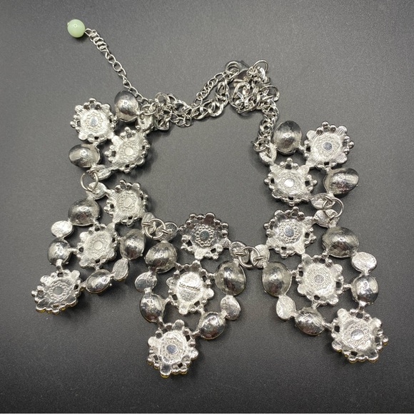 LIA SOPHIA Necklace Fondant Greens Silvertone Bib Statement Signed - Picture 10 of 11